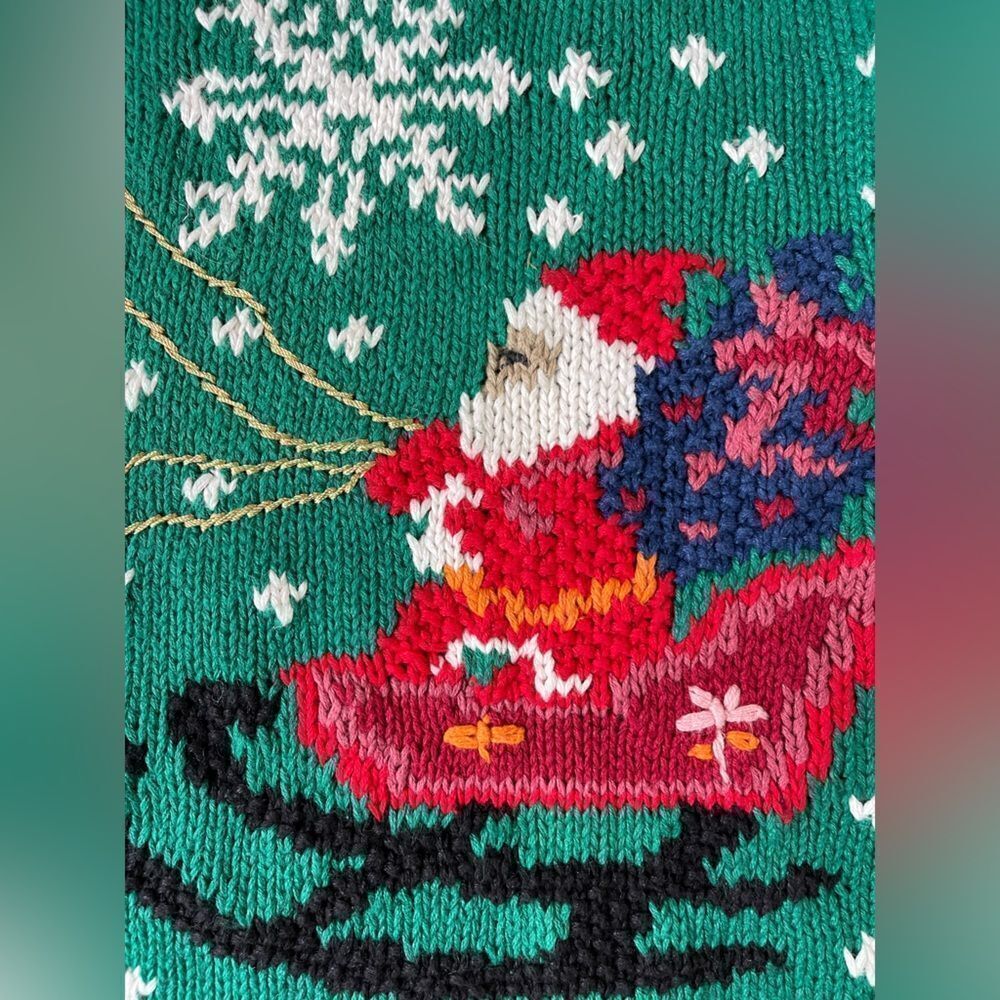 Crystal Kobe LTD Vintage Knit Womens Large cotton blend Christmas Sweater - Picture 3 of 10
